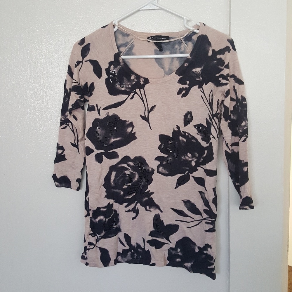 INC Size S Black and Dusty Rose Sweater